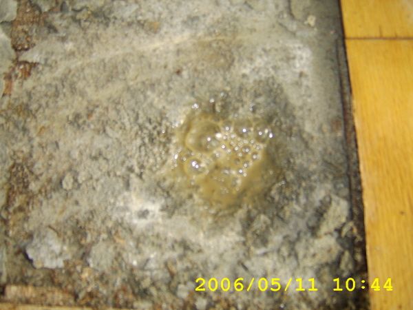 수차례 검사후 나타난 미세한 누수. 